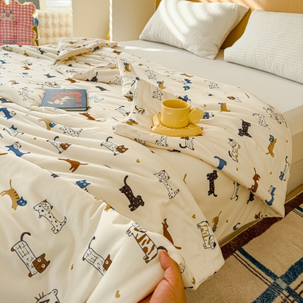 品乐家纺 2025新款A类针织棉大豆被夏被夏凉被空调被学生被子 快乐的小猫