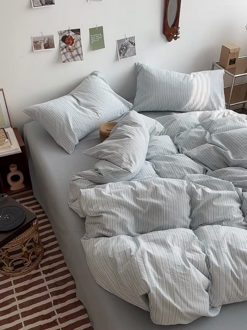 91家纺网 家纺一手货源 找家纺 水洗的故事 2025新款无印良品水洗棉四件套 湘叶兰