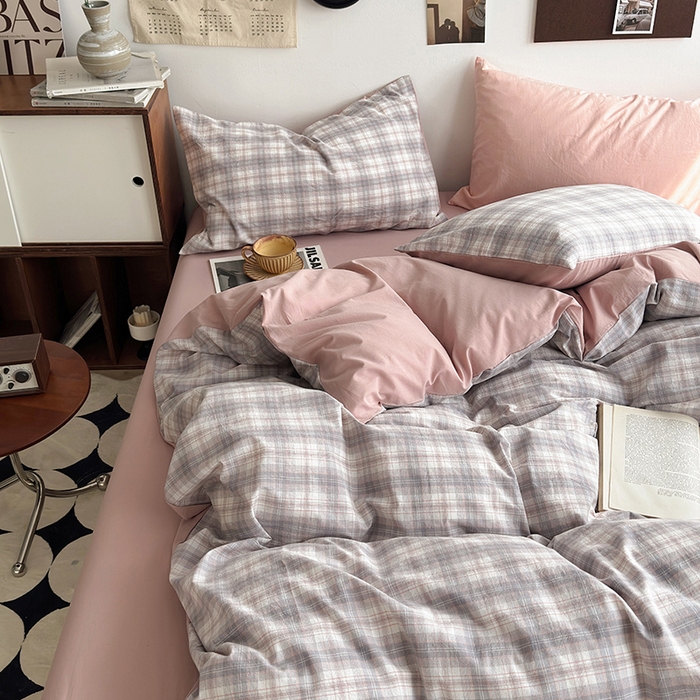 91家纺网 家纺一手货源 找家纺 水洗的故事2025新款A类AB版全棉色织水洗棉四件套 南风