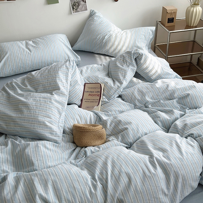 91家纺网 家纺一手货源 找家纺 水洗的故事 2025新款无印良品水洗棉四件套 湘叶兰