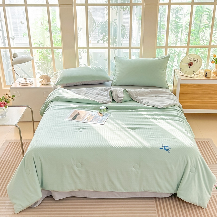 91家纺网 家纺一手货源 找家纺 （总）芙绣 芙绣 2025新款七彩华夫格提花夏被四件套夏凉被空调被