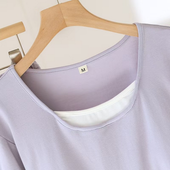 91家纺网 家纺一手货源 找家纺 （总）洛兰沙家居馆【只代发】【只代发】  2025新款超柔软精梳棉亲肤款睡衣女款带胸垫家居服春秋长袖长裤大码家居服套装 