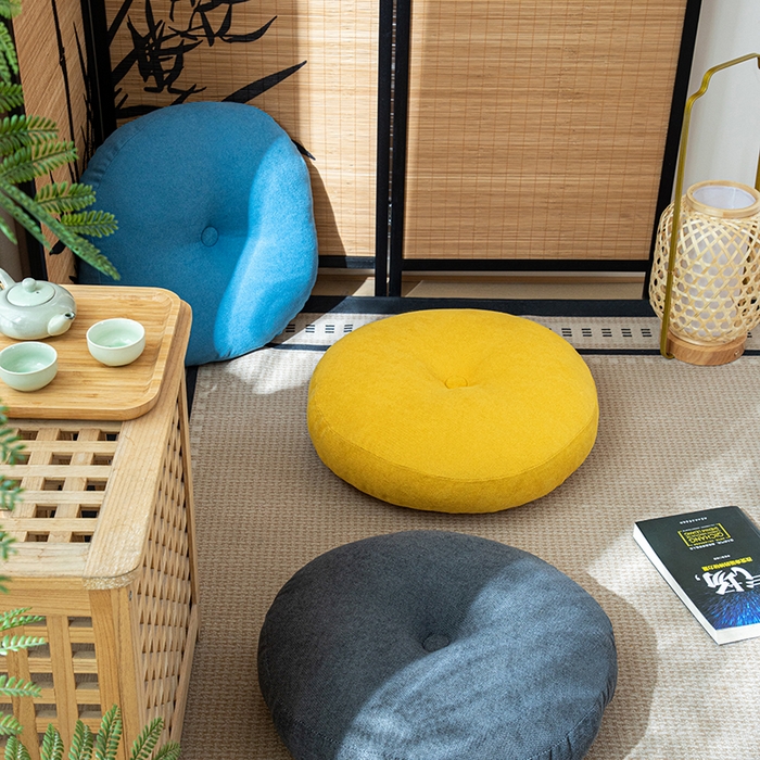 91家纺网 家纺一手货源 找家纺 沐沐家纺 2026新款韩国绒蒲团坐垫 明黄