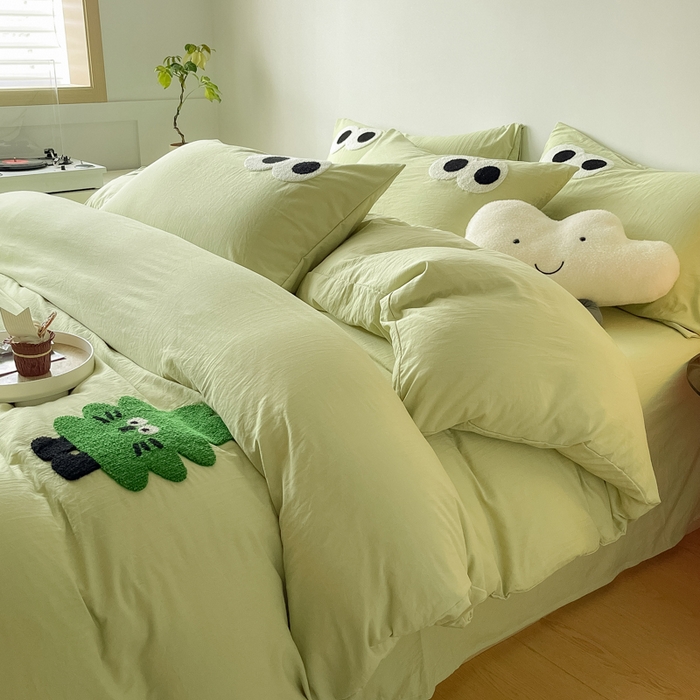 91家纺网 家纺一手货源 找家纺 宜家坊 2025新款卡通水洗棉毛巾绣四件套 幸运树