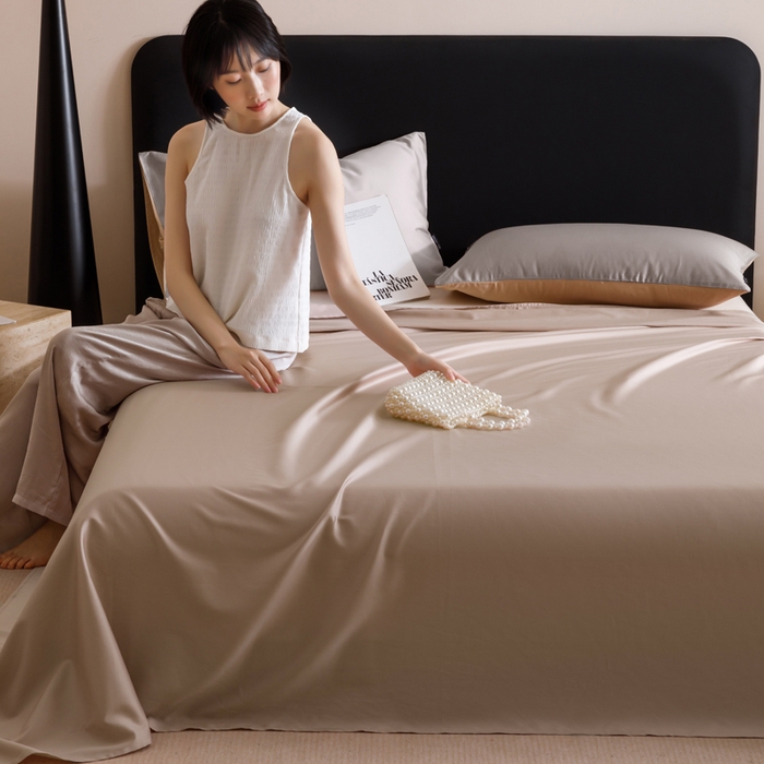 91家纺网 家纺一手货源 找家纺 寐绸家纺 2025新款纯棉60支长绒棉床单系列 长绒棉床单-木灰