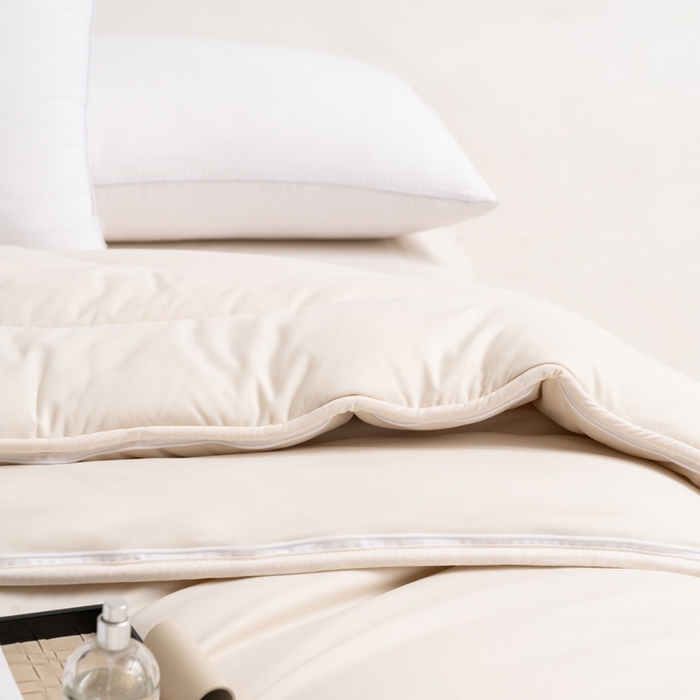 91家纺网 家纺一手货源 找家纺 易睡2025年新款大豆被春秋被冬被被子被芯 米色