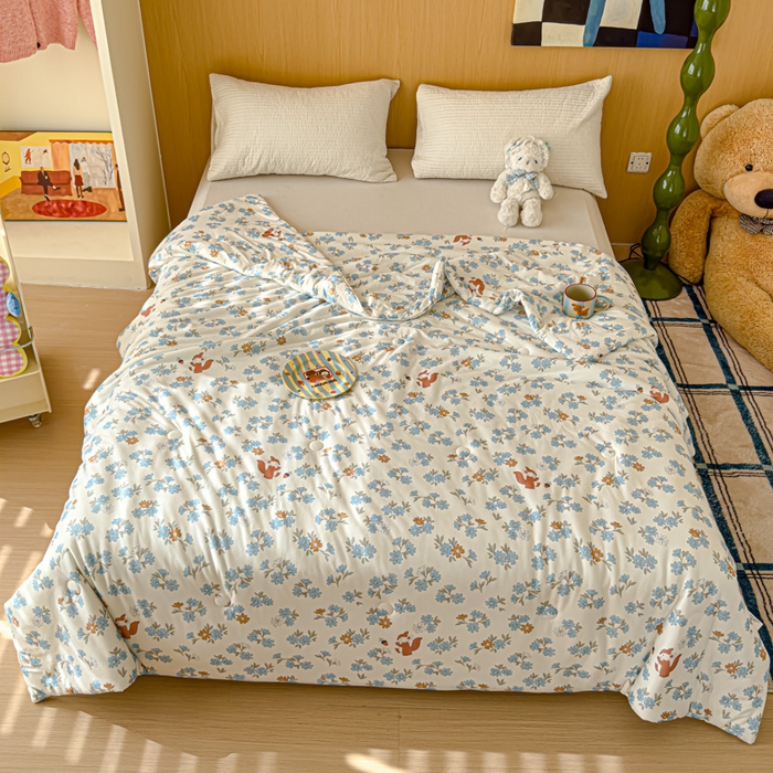 91家纺网 家纺一手货源 找家纺 品乐家纺 2025新款A类针织棉大豆被夏被夏凉被空调被学生被子 小松鼠