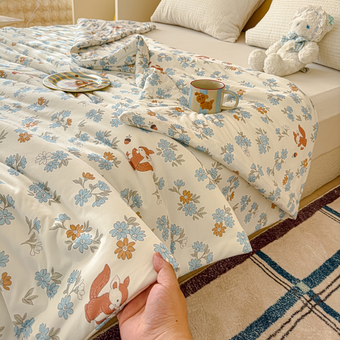 91家纺网 家纺一手货源 找家纺 品乐家纺 2025新款A类针织棉大豆被夏被夏凉被空调被学生被子 小松鼠