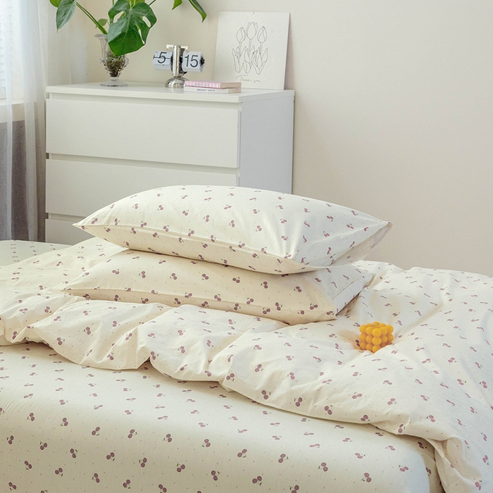 91家纺网 家纺一手货源 找家纺 绫韵2025春夏新款ins清新卡通碎花全棉13372精梳纯棉四件套系列 迎夏