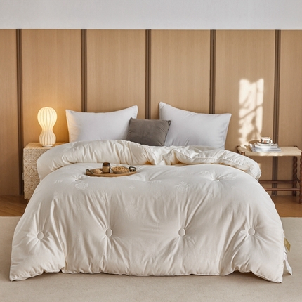 ROZ home 蕊姿家居 2025新款A类全棉贡缎提花 至尊大豆 被芯系列 奶白色
