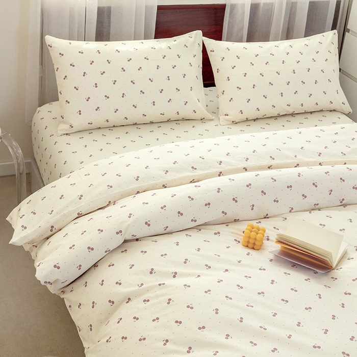 91家纺网 家纺一手货源 找家纺 绫韵2025春夏新款ins清新卡通碎花全棉13372精梳纯棉四件套系列 迎夏