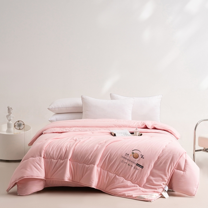 91家纺网 家纺一手货源 找家纺 易睡2025年新款大豆被春秋被冬被被子被芯 粉色