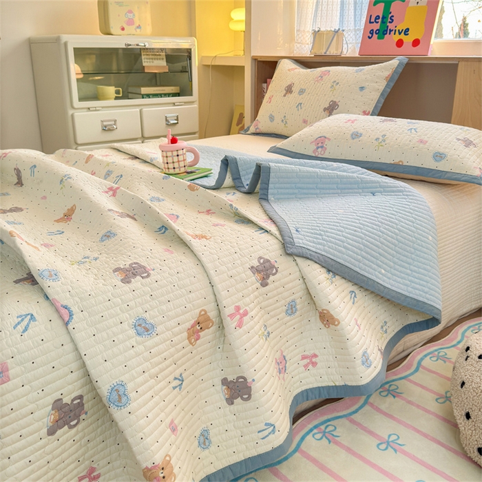 91家纺网 家纺一手货源 找家纺 美优兰 2025新款双面全棉水洗床盖小飞象