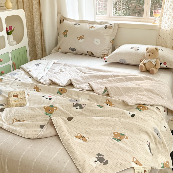 91家纺网 家纺一手货源 找家纺 帕拉美拉 2025新款全棉棉花夏被春秋被四件套哈皮犬-全棉棉花