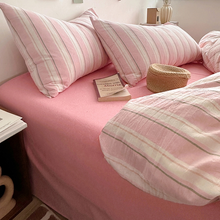 91家纺网 家纺一手货源 找家纺 水洗的故事 2025新款无印良品水洗棉四件套 粉彩