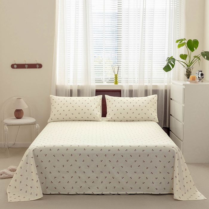 91家纺网 家纺一手货源 找家纺 绫韵 2025春夏新款ins清新卡通碎花全棉13372精梳纯棉单床单系列 迎夏