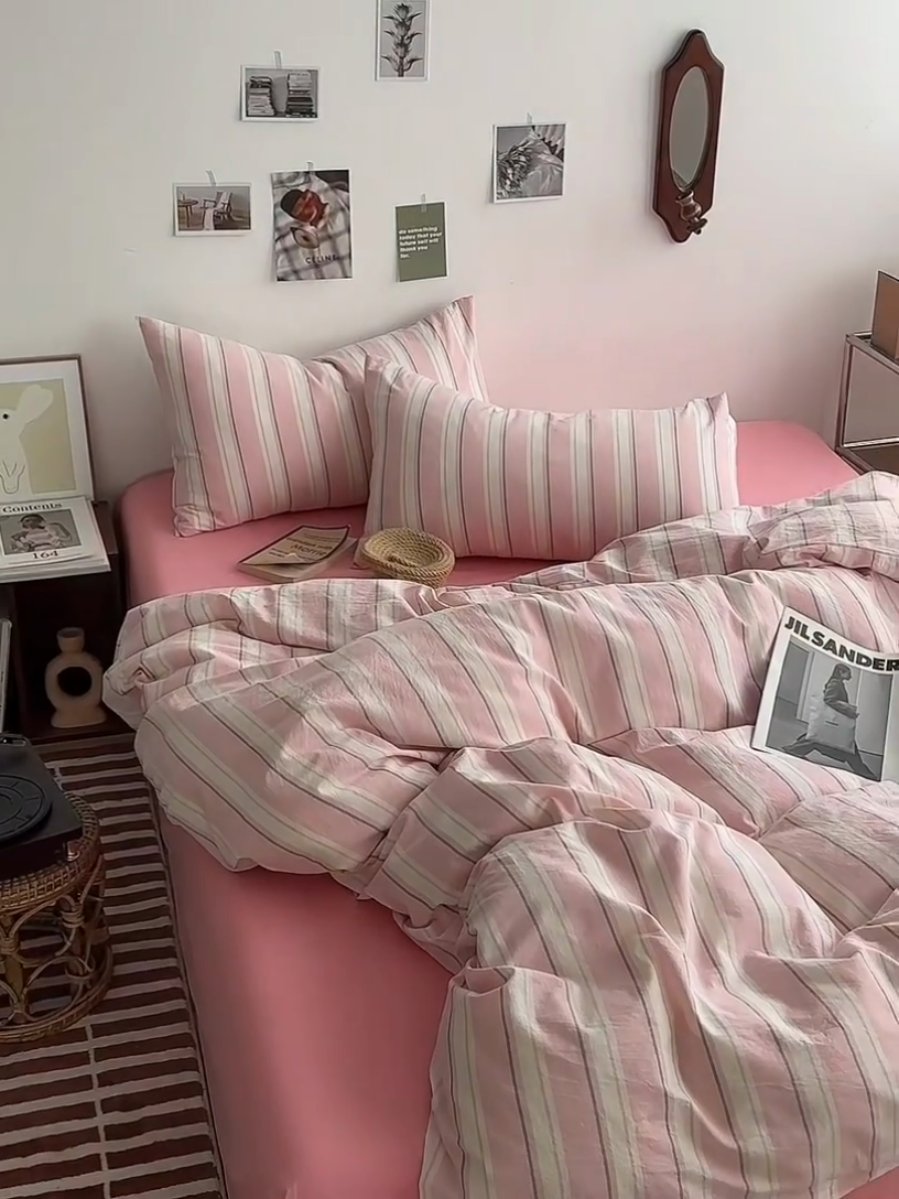 91家纺网 家纺一手货源 找家纺 水洗的故事 2025新款无印良品水洗棉四件套 粉彩