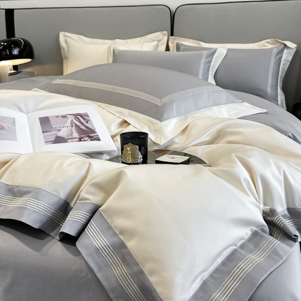 91家纺网 家纺一手货源 找家纺 （总）桃园 2025新款纯棉全棉长绒棉刺绣绣花高端礼盒四件套-莱卡