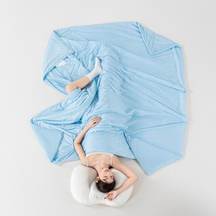 鑫贝阳 2025春夏新款纯色双拼A类凉感丝夏凉被 纯天空蓝