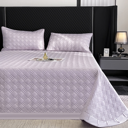 91家纺网 家纺一手货源 找家纺 2025新款A类100支长绒棉夹棉床盖三件套全棉纯棉加厚绗绣床单四季款床上用品 黛紫