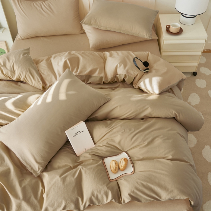 91家纺网 家纺一手货源 找家纺 寐绸家纺 2025新款纯棉水洗棉双拼单被套（自然光） 漫雾+古巴砂