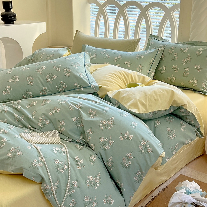 91家纺网 家纺一手货源 找家纺 梧桐树 2025新款100%全棉13372加厚印花四件套 A34风信子