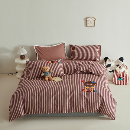 怡家居 2025新款全棉双层纱可爱卡通毛巾绣四件套 可爱曲奇