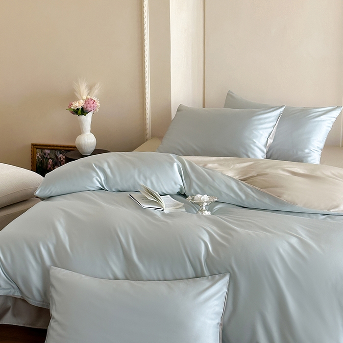 91家纺网 家纺一手货源 找家纺 赫帛 2025新款60支超细旦天丝棉四件套-雅奢 雅奢-天青色