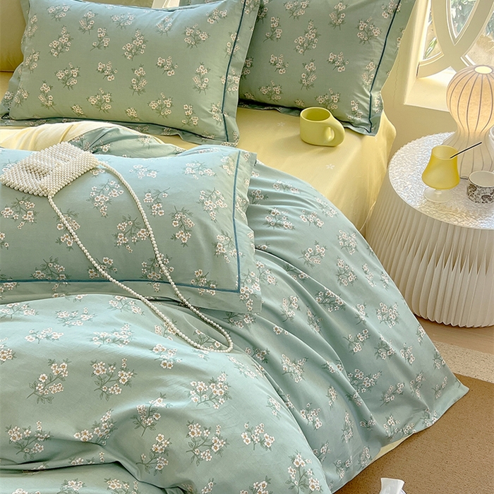 91家纺网 家纺一手货源 找家纺 梧桐树 2025新款100%全棉13372加厚印花四件套 A34风信子