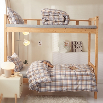 91家纺网 家纺一手货源 找家纺 （总）水洗的故事 2025新款开学季色织水洗棉学生宿舍三件套