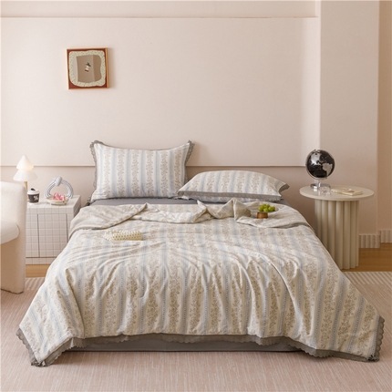 优被业 2025新款全棉韩式小碎花花边夏被 卡米洛