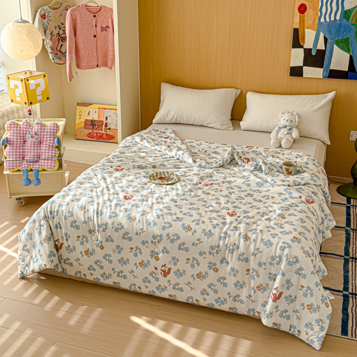 91家纺网 家纺一手货源 找家纺 品乐家纺 2025新款A类针织棉大豆被夏被夏凉被空调被学生被子 小松鼠