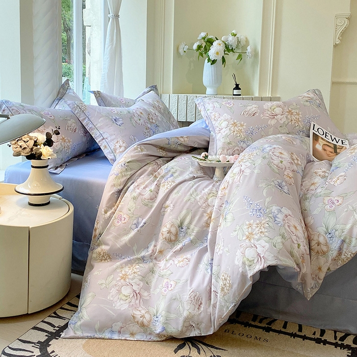 91家纺网 家纺一手货源 找家纺 梧桐树 2025新款100%全棉13372加厚印花四件套 A21如夏