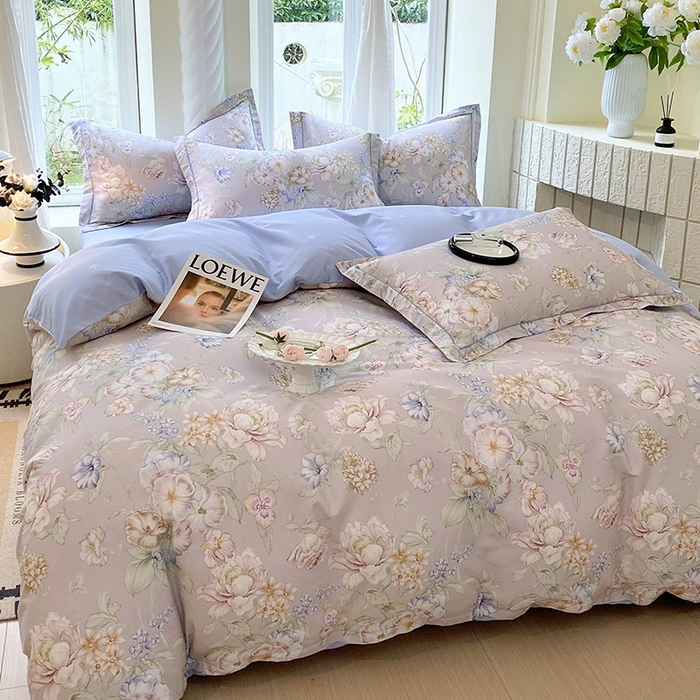 91家纺网 家纺一手货源 找家纺 梧桐树 2025新款100%全棉13372加厚印花四件套 A21如夏