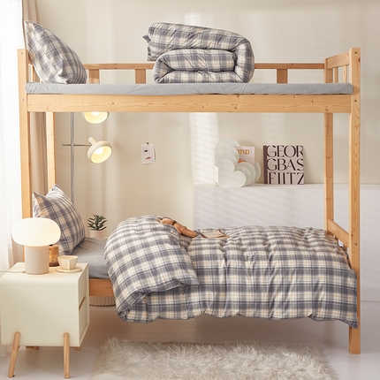 水洗的故事 2025新款开学季色织水洗棉学生宿舍三件套 乔南灰