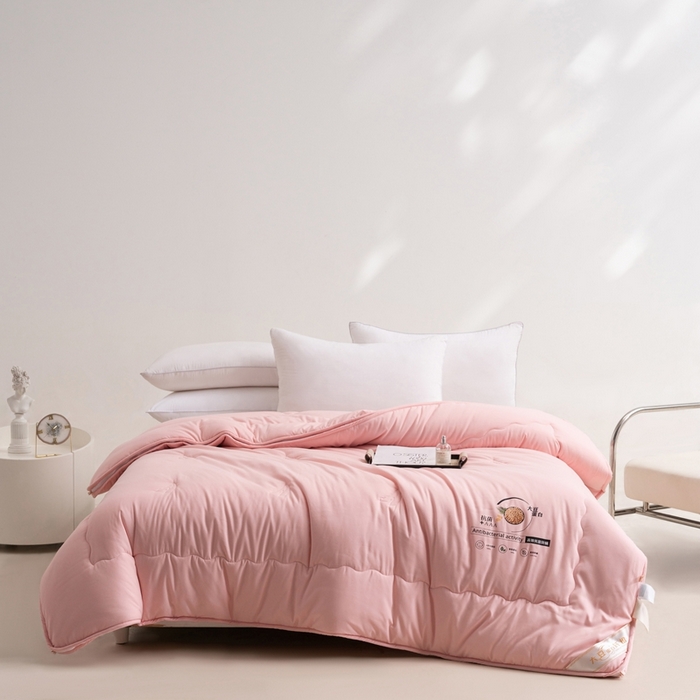 91家纺网 家纺一手货源 找家纺 易睡2025年新款大豆被春秋被冬被被子被芯 粉色