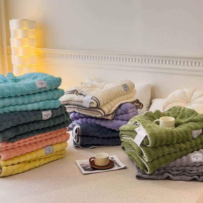 91家纺网 家纺一手货源 找家纺 宜家坊 2025新款高克重双面绒毛卡兔绒多功能毛毯 组合图