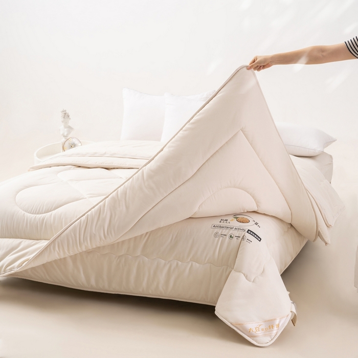 91家纺网 家纺一手货源 找家纺 易睡2025年新款大豆被春秋被冬被被子被芯 米色