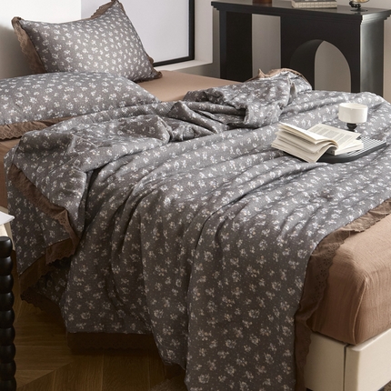 大彩家居 2025新款全棉有氧皱皱双层纱被芯 春森