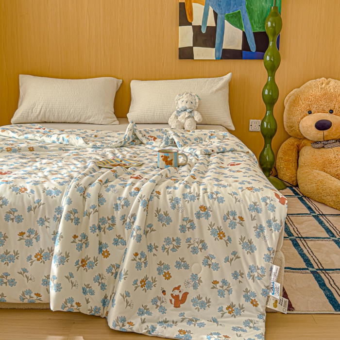 91家纺网 家纺一手货源 找家纺 品乐家纺 2025新款A类针织棉大豆被夏被夏凉被空调被学生被子 小松鼠