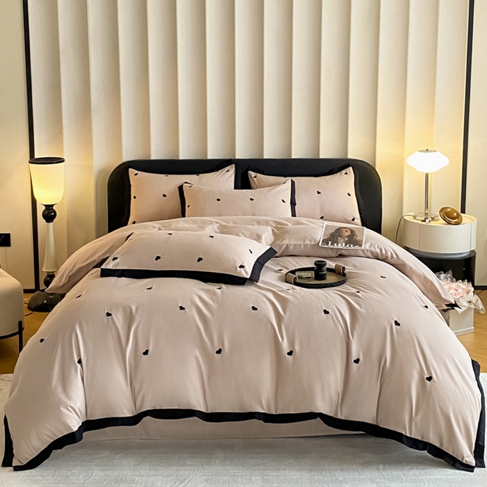 91家纺网 家纺一手货源 找家纺 （总）米彩家纺 2025新款水洗磨毛四件套-蝴蝶结爱心系列