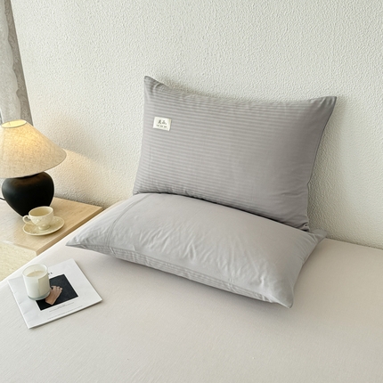 眠博士 2025新款高支高密60支全棉条纹提花单枕套 枕套-提花雅灰