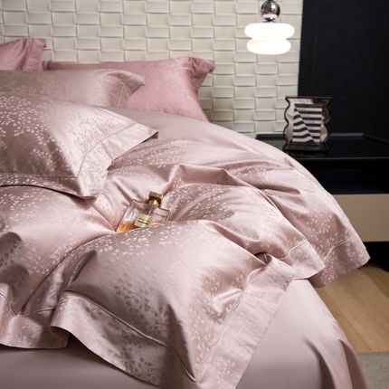 榻尚家居 2025春夏新款长绒棉全棉纯棉贡缎提花手工立体埋绳工艺四件套 写意之美-芙蓉玉