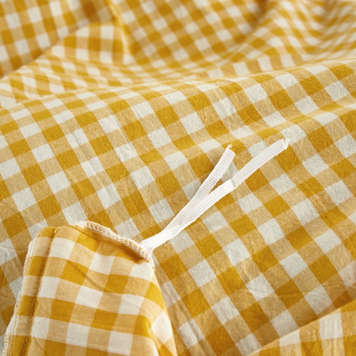 91家纺网 家纺一手货源 找家纺 水洗的故事 2025新款开学季色织水洗棉学生宿舍三件套 柠檬小格