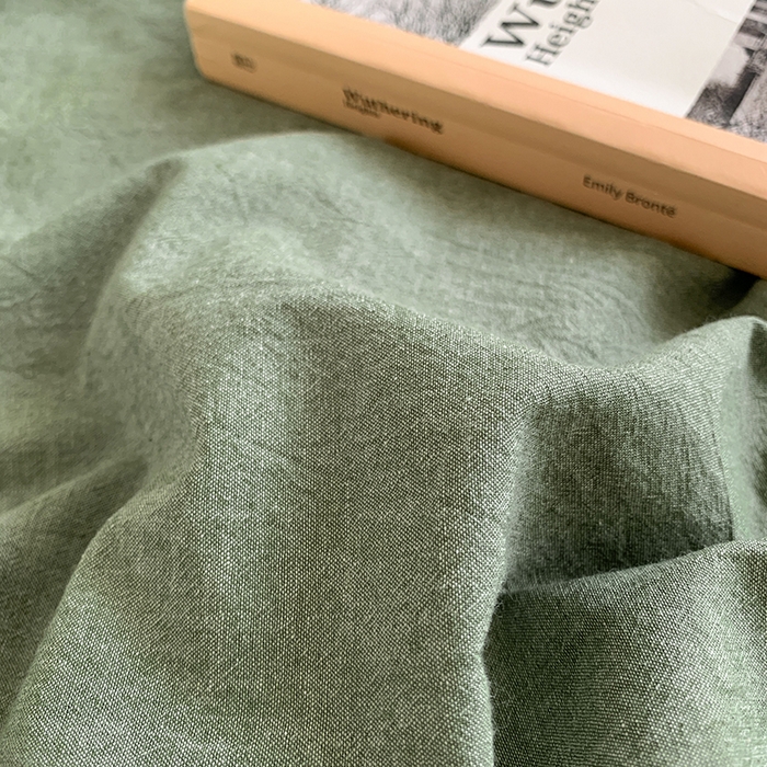 91家纺网 家纺一手货源 找家纺 水洗的故事 2025新款色织水洗棉多巴胺纯色款四件套 绿素色