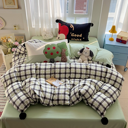 91家纺网 家纺一手货源 找家纺 （总）2025新款云感针织混搭毛球款四件套