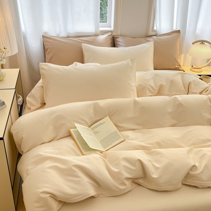 91家纺网 家纺一手货源 找家纺 耀悦家纺2025新款60支纯棉四件套纯色-第二弹 暖阳黄