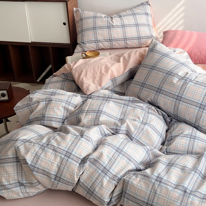 91家纺网 家纺一手货源 找家纺 水洗的故事2025新款A类AB版全棉色织水洗棉四件套 晚星