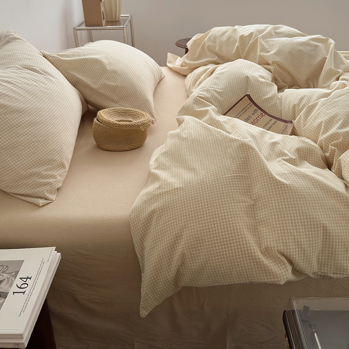 91家纺网 家纺一手货源 找家纺 水洗的故事 2025新款无印良品水洗棉四件套 小小格米