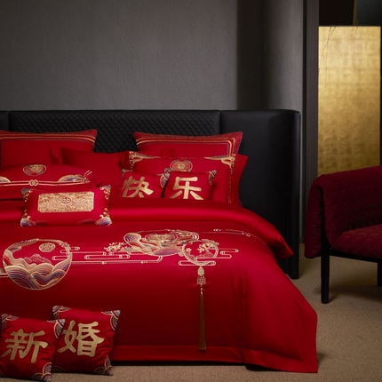 91家纺网 家纺一手货源 找家纺 （总）高大尚婚庆馆 2025秋冬新款长绒棉臻棉系列婚庆款多件套